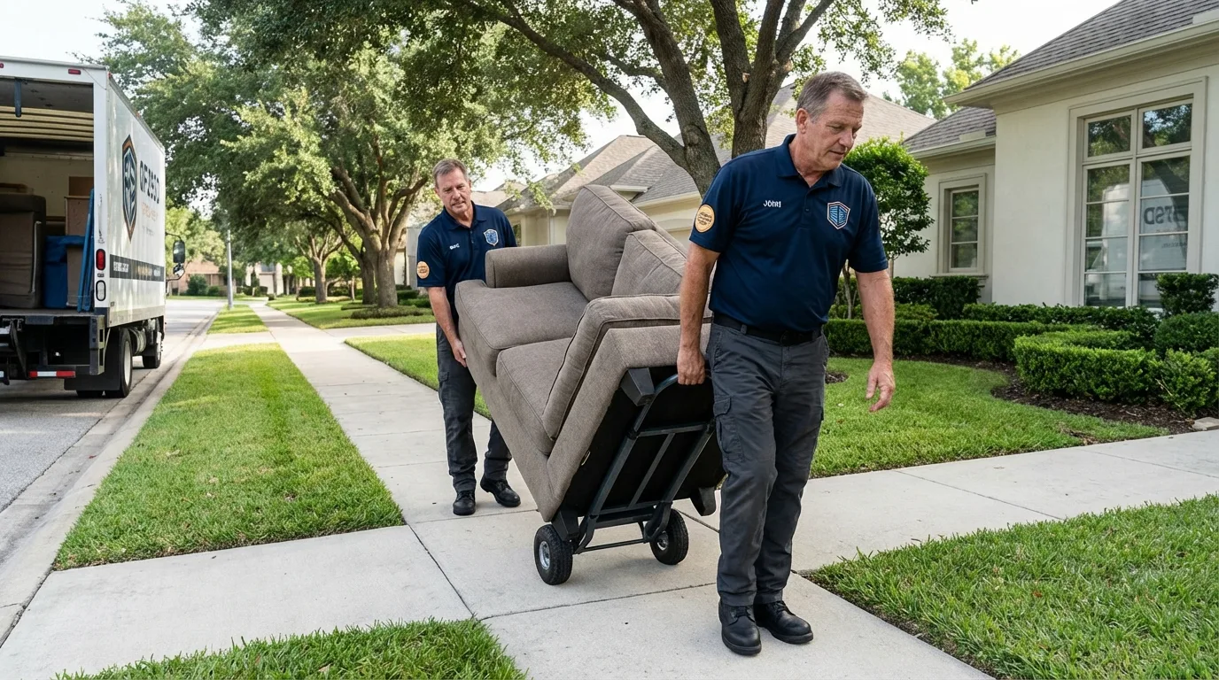 Local residential moving crew loading furniture in Lovejoy, GA